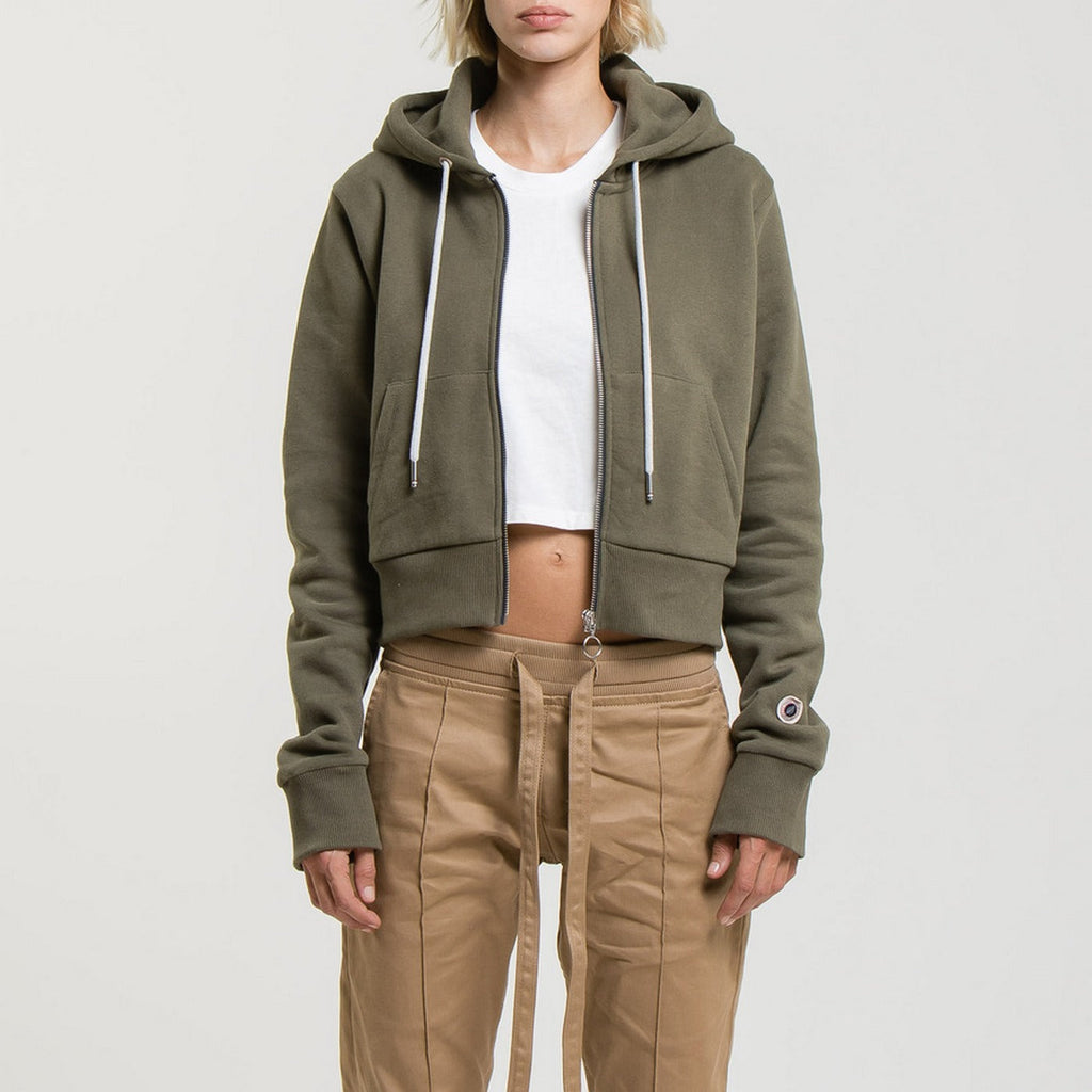 Sweat Crop Zip Up - Kaki - Femme