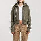 Sweat Crop Zip Up - Kaki - Femme