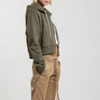 Sweat Crop Zip Up - Kaki - Femme