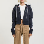 Sweat Crop Zip Up - Navy - Femme