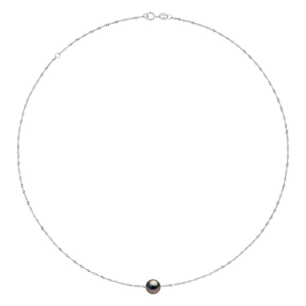 Collier Perle De Tahiti Ronde 9-10 Mm - Chaîne Singapour - Or 750 - Rapanui