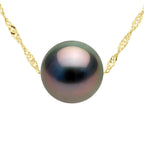 Collier Perle De Tahiti Ronde 9-10 Mm - Chaîne Singapour - Or 750 - Rapanui