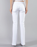 Pantalon Cut Off Waist Mini Boot Slit - Blanc