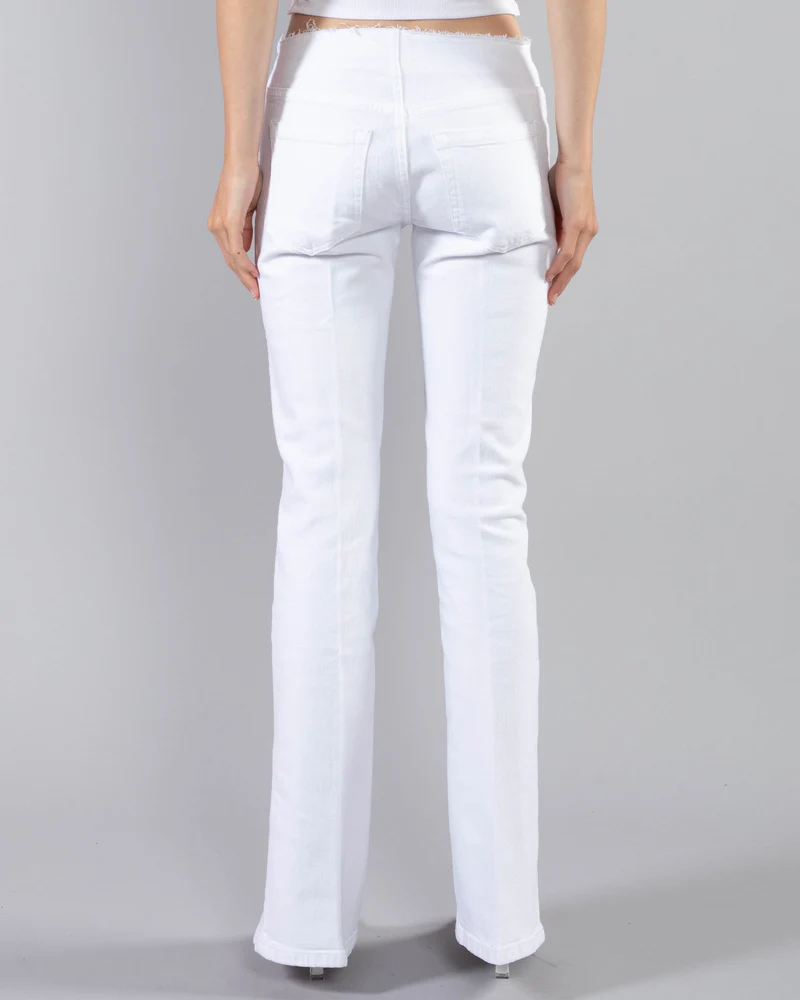 Pantalon Cut Off Waist Mini Boot Slit - Blanc