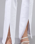 Pantalon Cut Off Waist Mini Boot Slit - Blanc