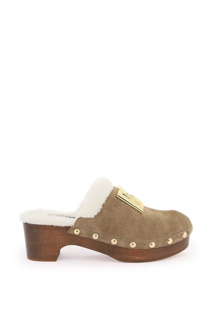 Dolce & Gabbana - Mules Dolce & Gabbana Suede And Faux Fur Clogs With Dg Logo.