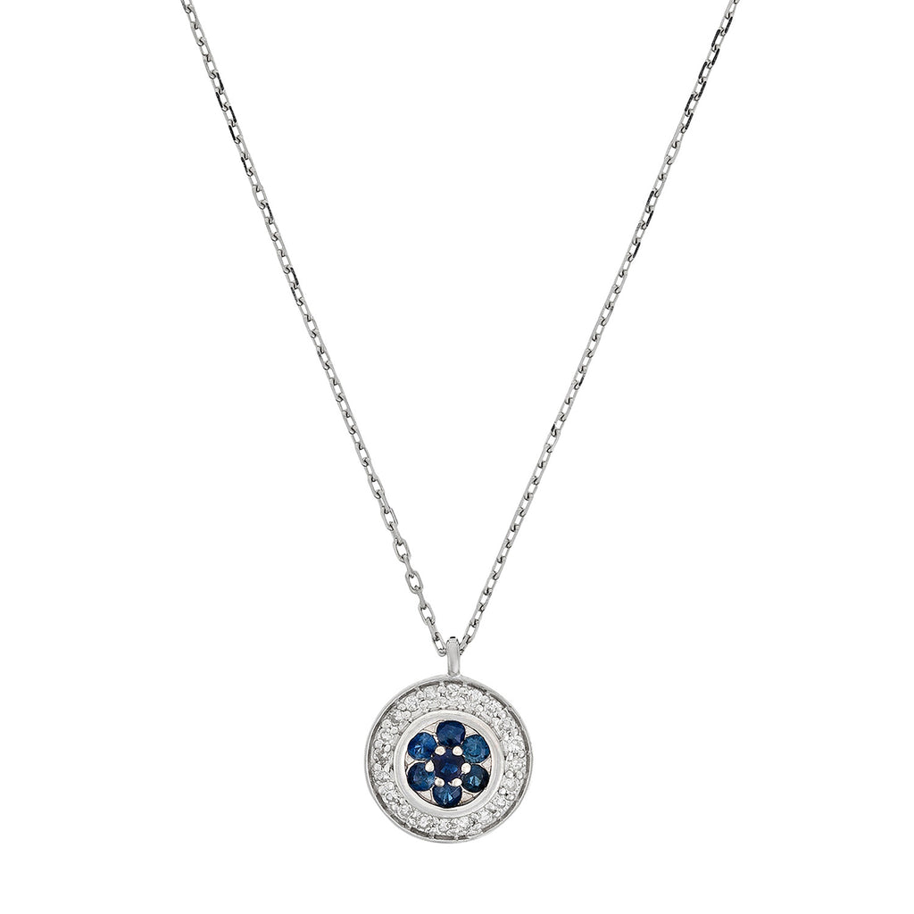 Collier "Bouclier" Diamant 0,07/20 et Saphir 0,18/7