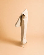 Pamela High-Knee Boot In Ivory Stretch Lambskin