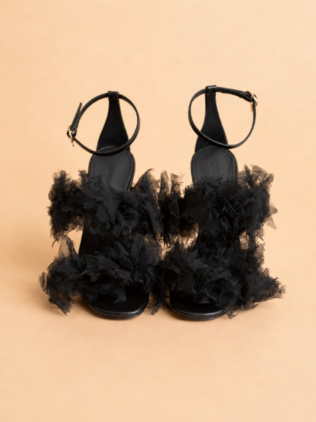 Oluchi Sandal In Black Calf & Organza