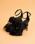 Baba Flat In Black Suede & Organza