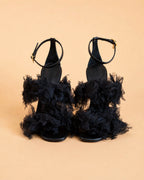 Baba Flat In Black Suede & Organza