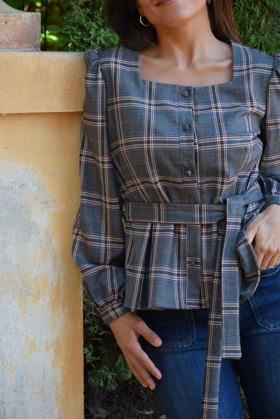 Top Beth Carreaux Gris