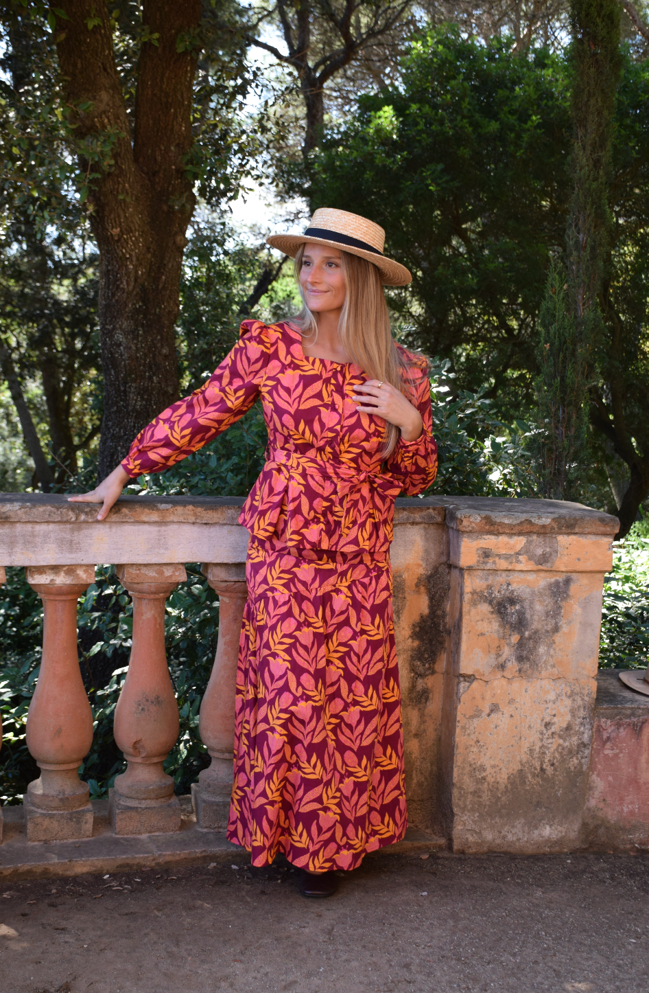 Jupe Beth Fleurs Bordeaux