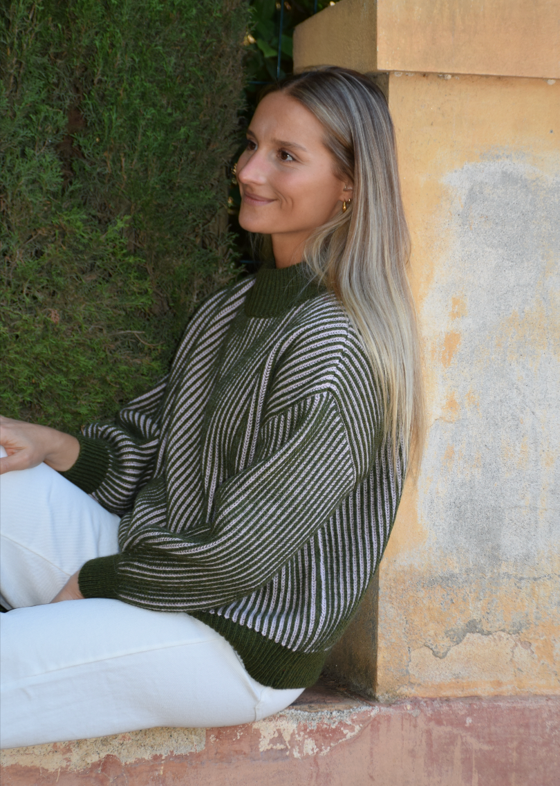 Pull Jersey Emma Kaki Et Rose