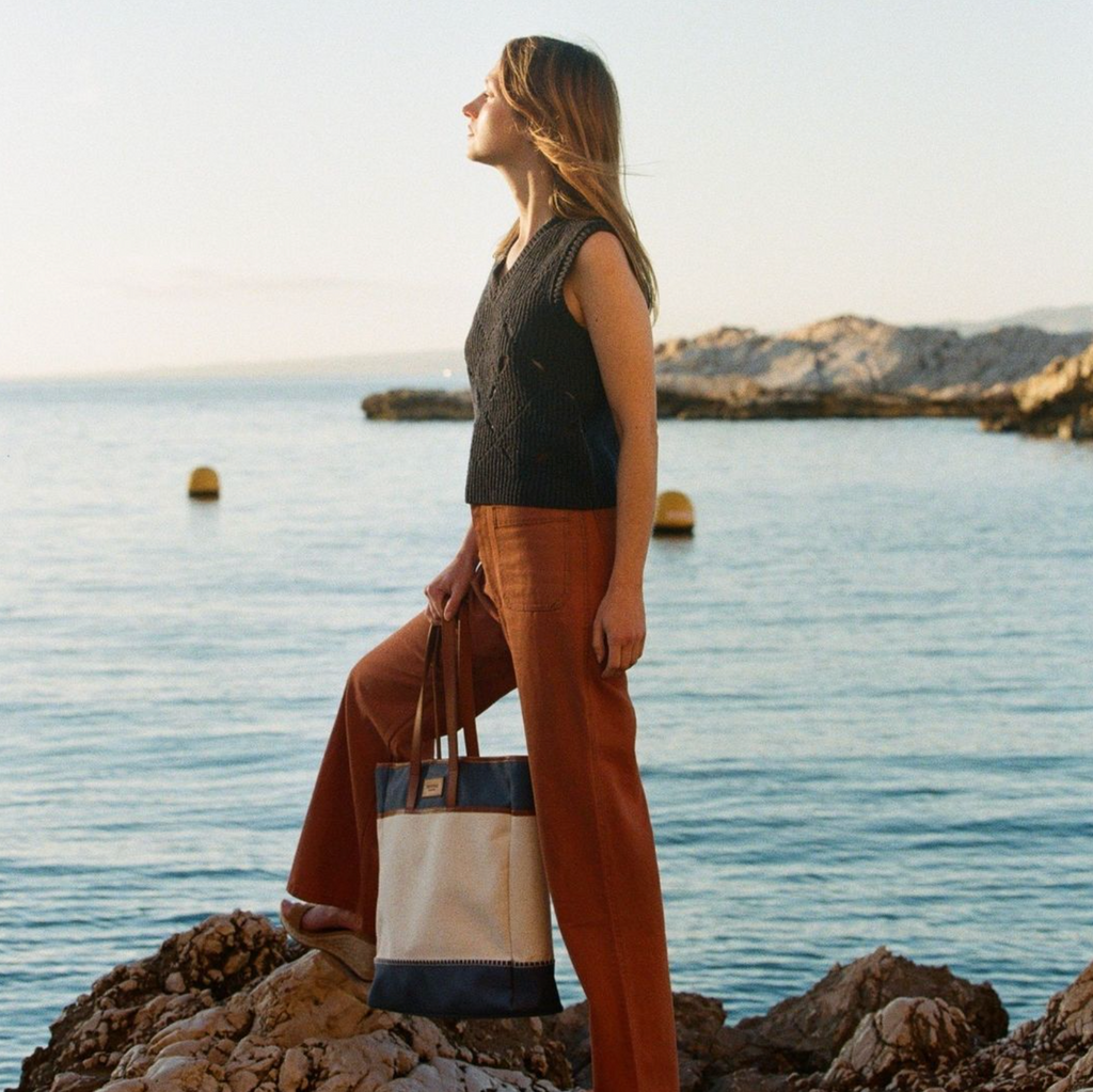 Sac A Main Le Tote Bag By Escadrille - Bleu - Femme