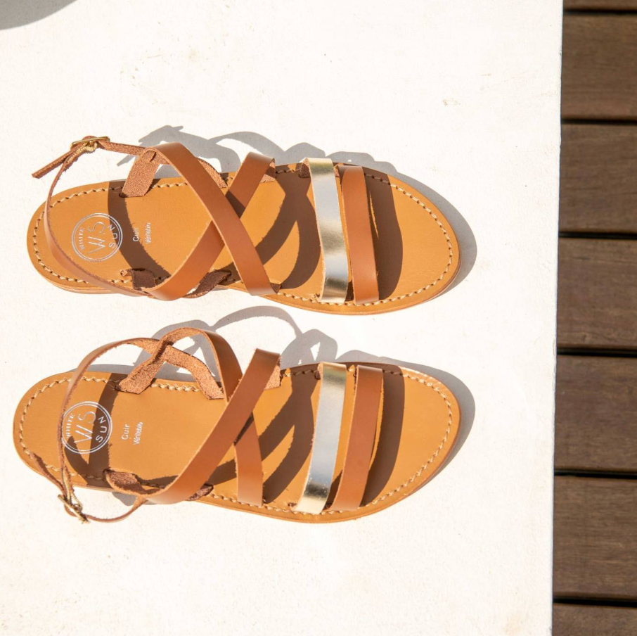 White Sun - Sandales Paraena - Buff Marron / Buff Gold - Gold+Marron