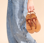 White Sun - Sandales Varde - Tan Croco Print Goat - Camel Croco