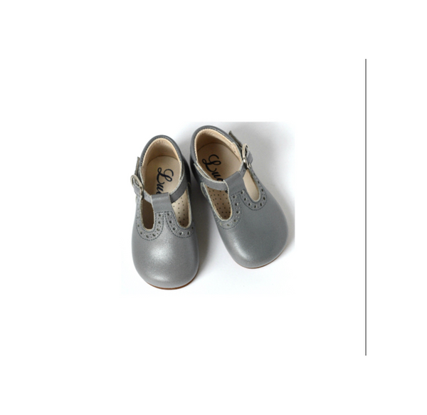 Chaussures Bébé Bottillons Salomé À Boucle Axel - Cuir Gris Clair - Mixte