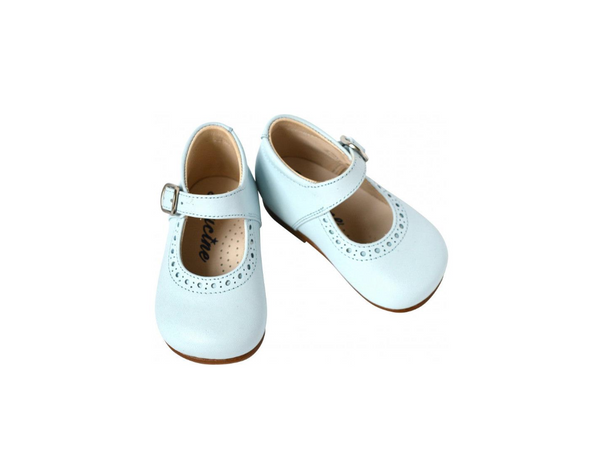 Chaussures Babies Charles Ix Alice À Boucle - Cuir Bleu Ciel - Fille