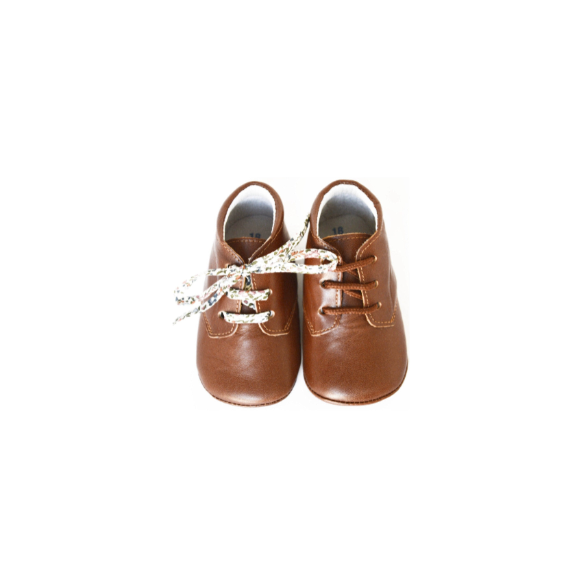 Chaussons Bébé Souples Antidérapants Mini-Arthur - Cuir Cognac - Mixte