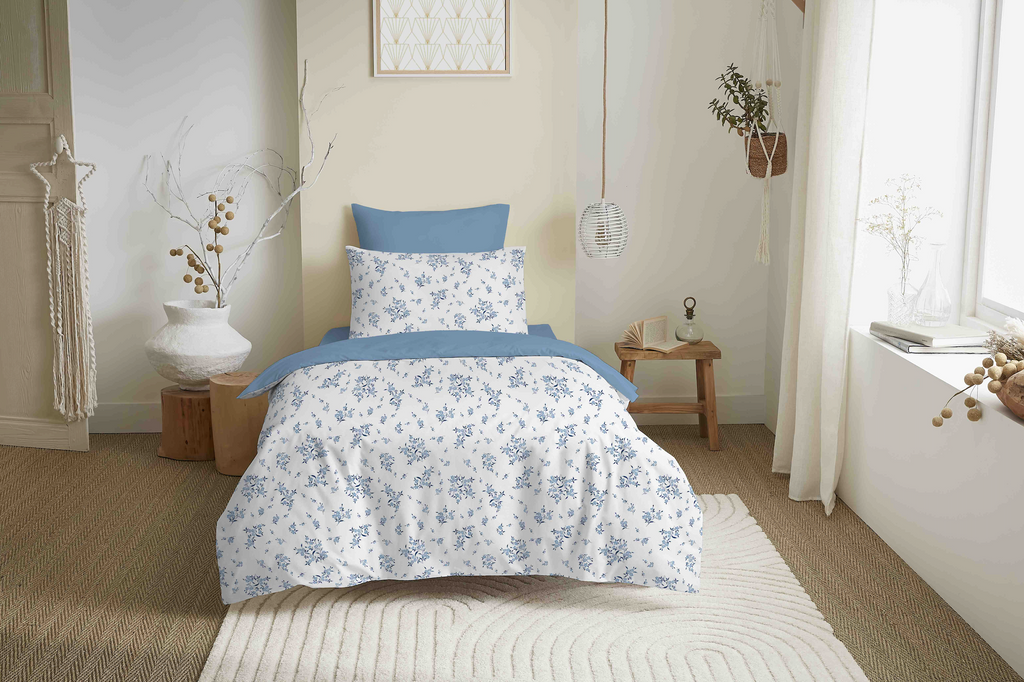 Pack Housse De Couette - 100% Coton - Louise Bleu