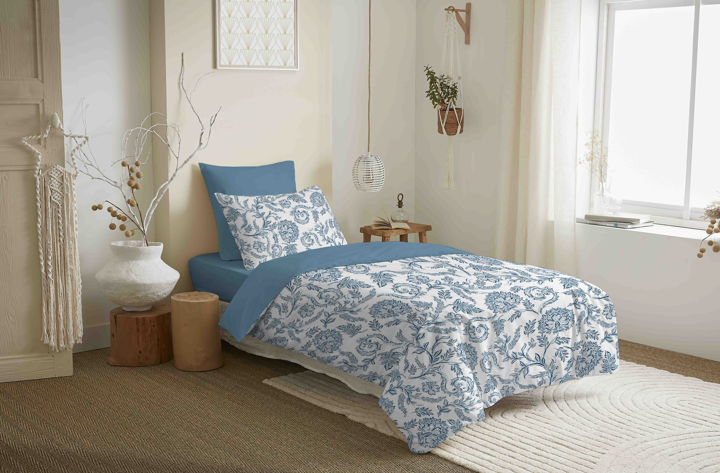 Pack Housse De Couette - 100% Coton - Salma Bleu