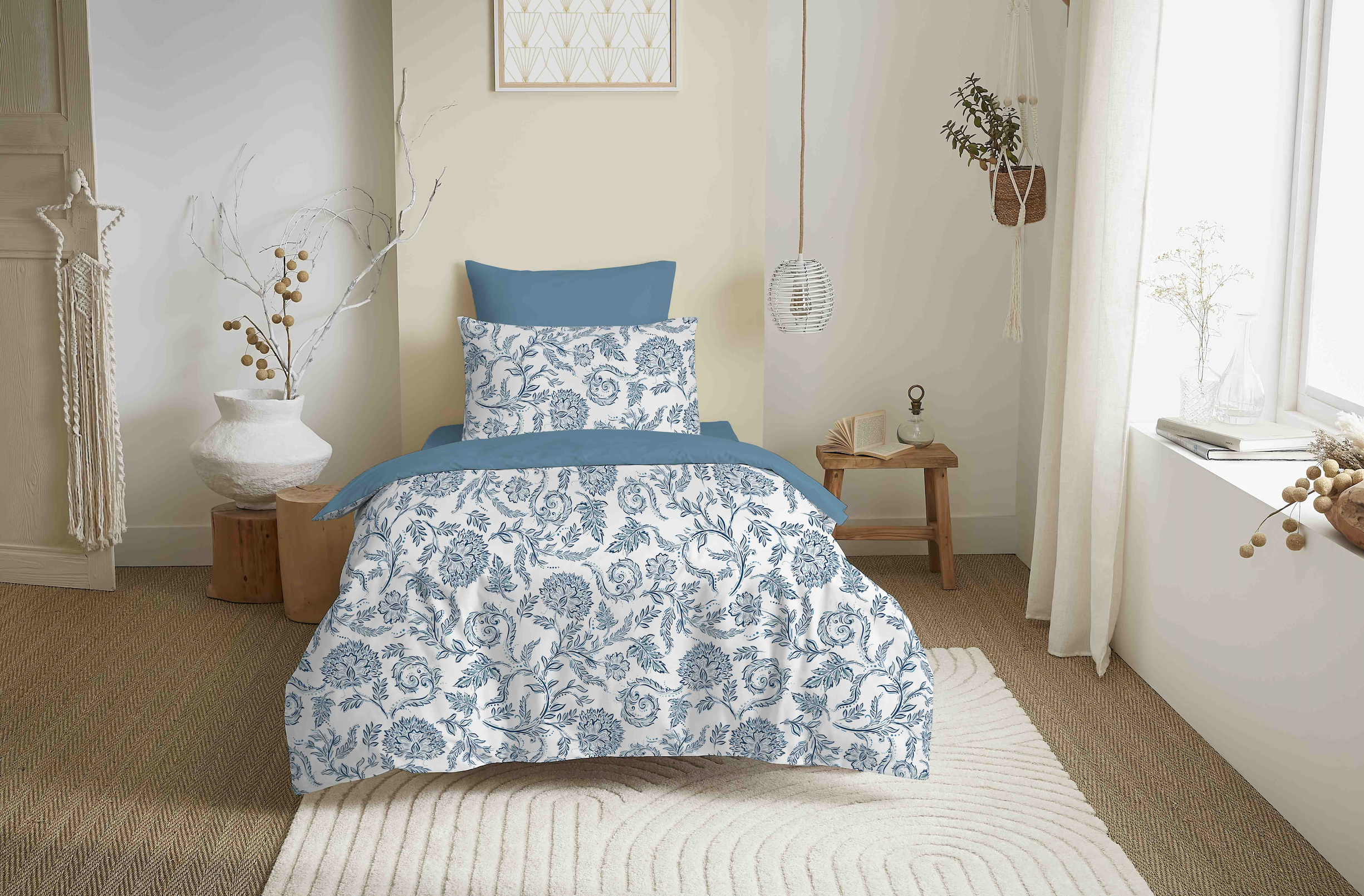 Pack Housse De Couette - 100% Coton - Salma Bleu