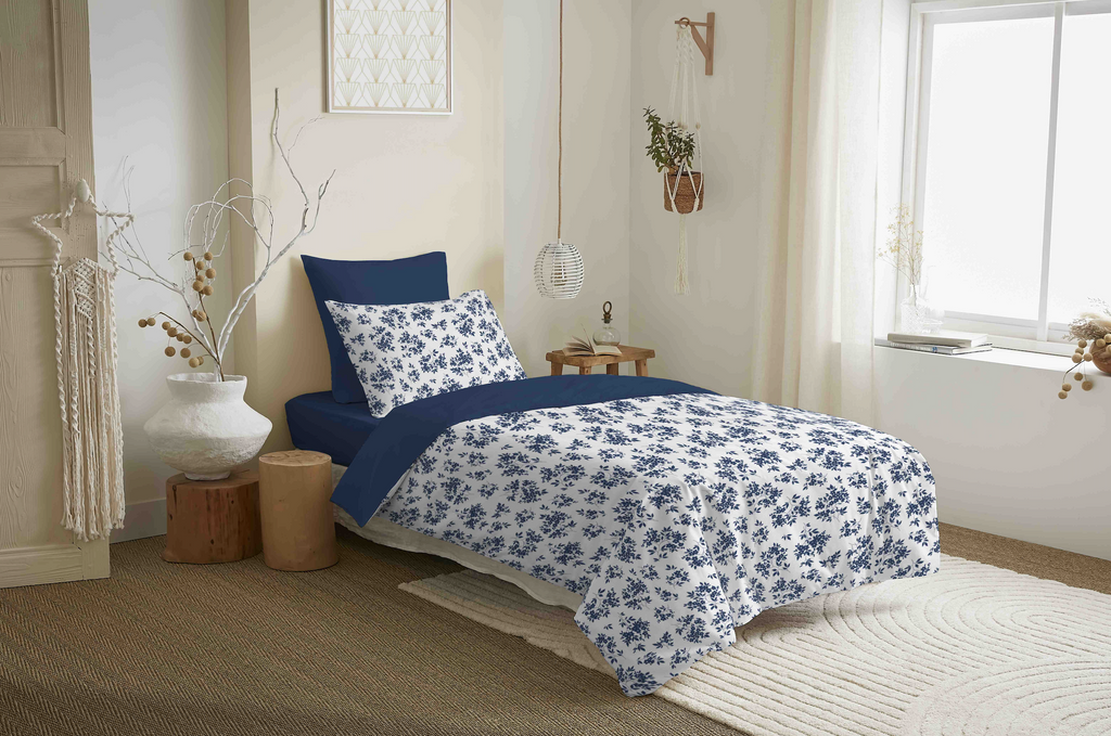 Pack Housse De Couette - 100% Coton - Eloise Bleu