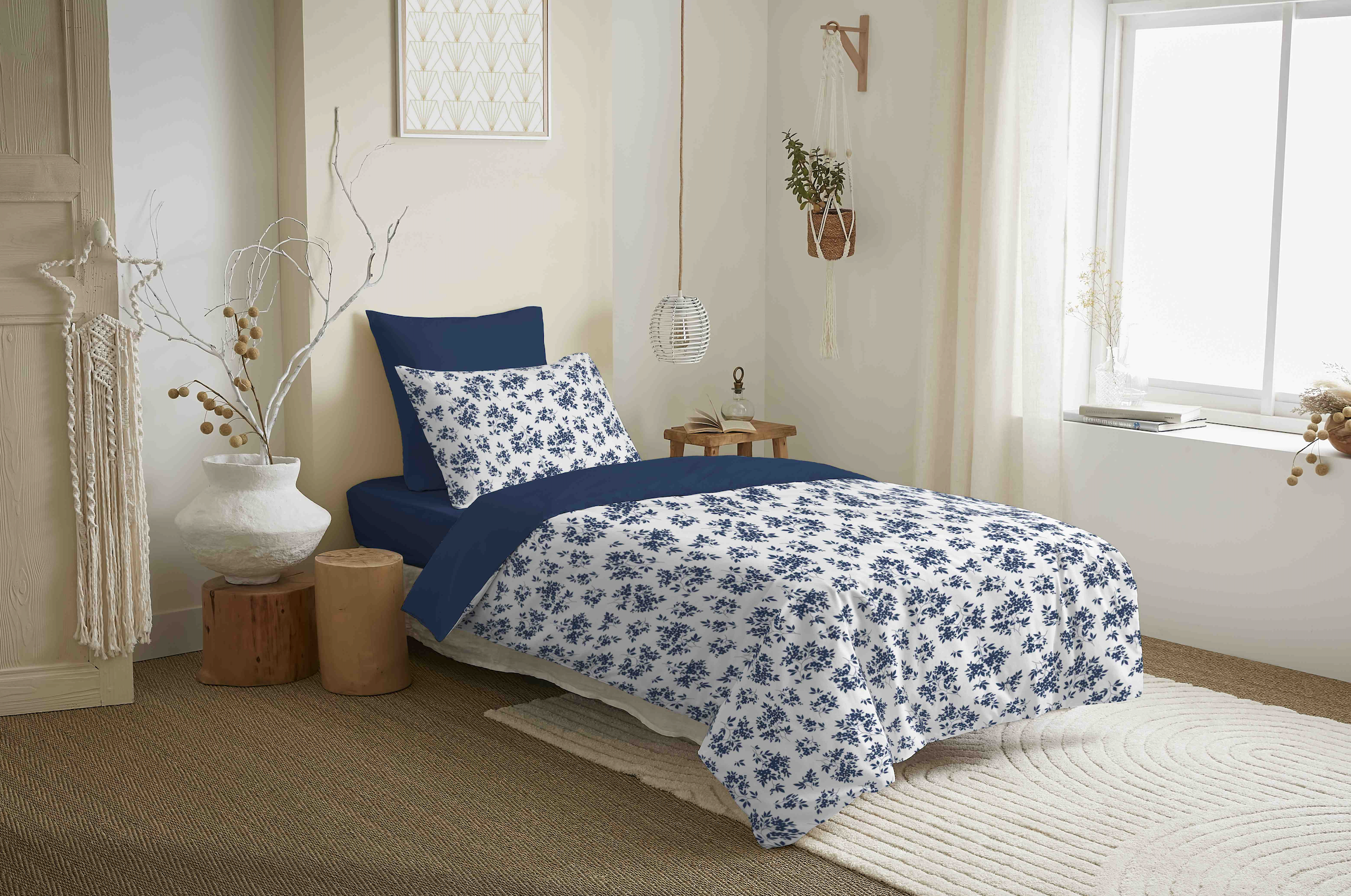 Pack Housse De Couette - 100% Coton - Eloise Bleu