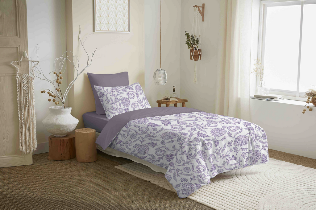 Pack Housse De Couette - 100% Coton - Salma Lavande