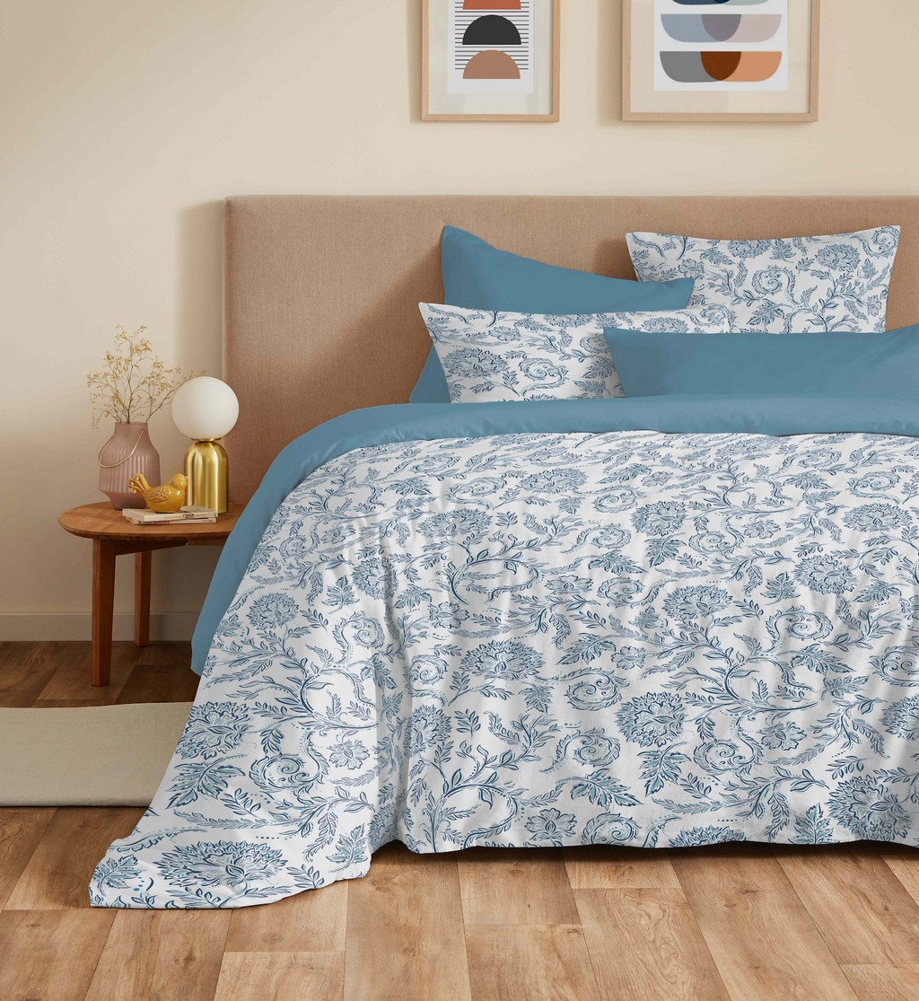 Pack Housse De Couette - 100% Coton - Salma Bleu