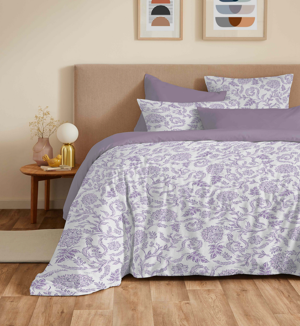 Pack Housse De Couette - 100% Coton - Salma Lavande