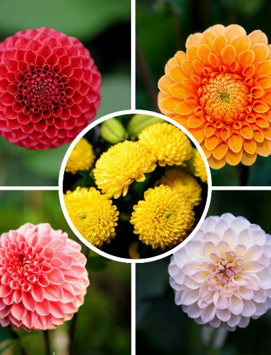 Mélange De 5 Dahlias Pompon – Plante D’Extérieur