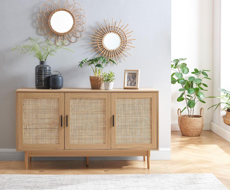 Amana - Buffet - Effet Chêne Et Cannage Rotin