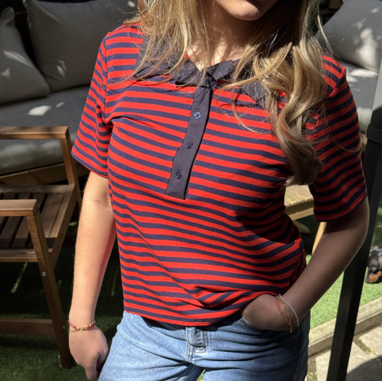 Polo Tom Marine Et Rouge