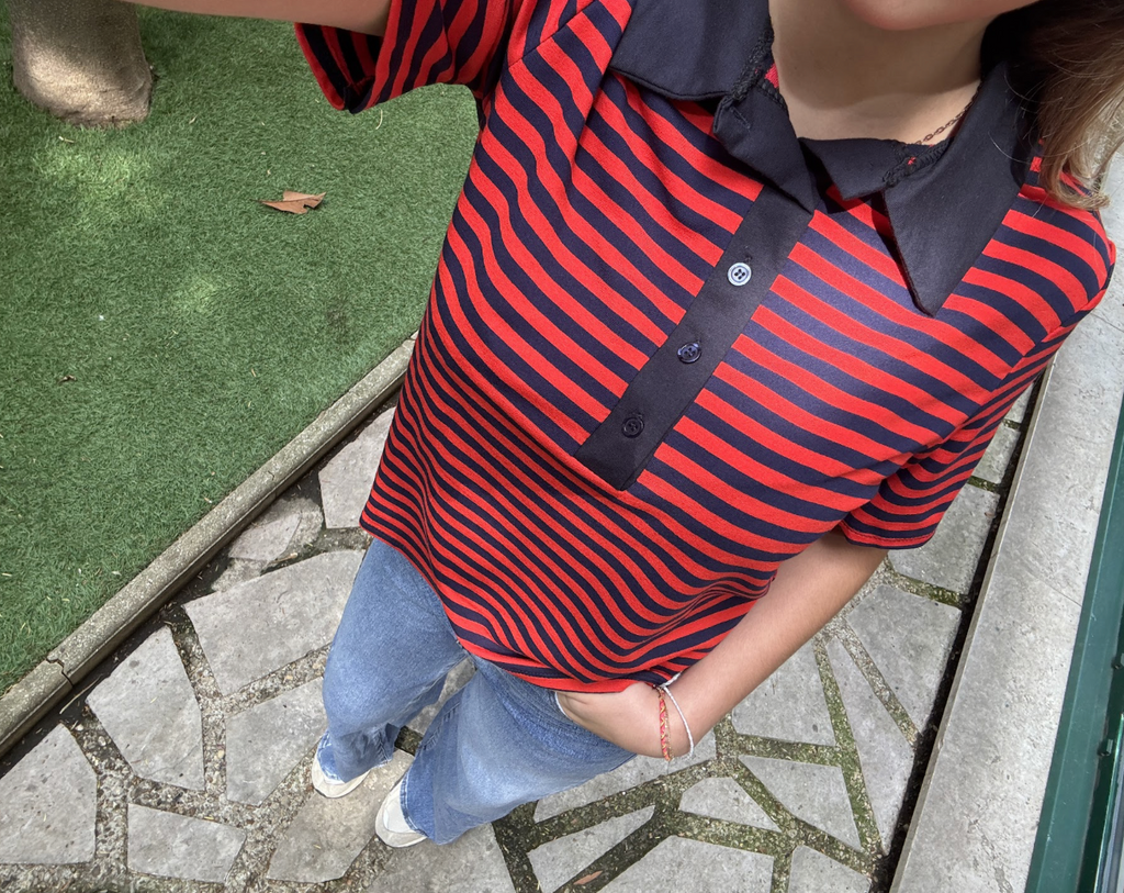 Polo Tom Marine Et Rouge
