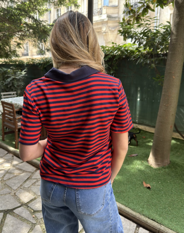 Polo Tom Marine Et Rouge