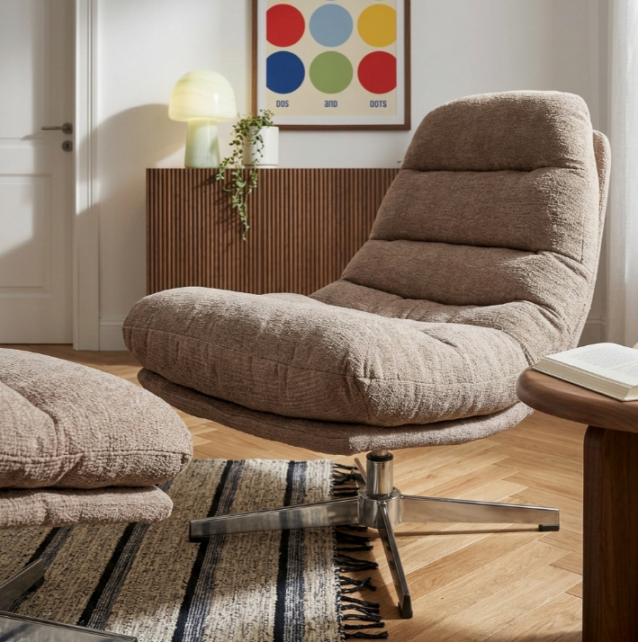 Themis - Fauteuil Rotatif 1 Place - Tissu Marron