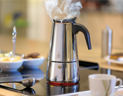 Emilio - Cafetière Italienne 6 Tasses - Acier Inoxydable - Noir/Argent