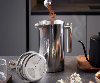 Gustavo - Cafetière À Piston - 1000ml - Argent