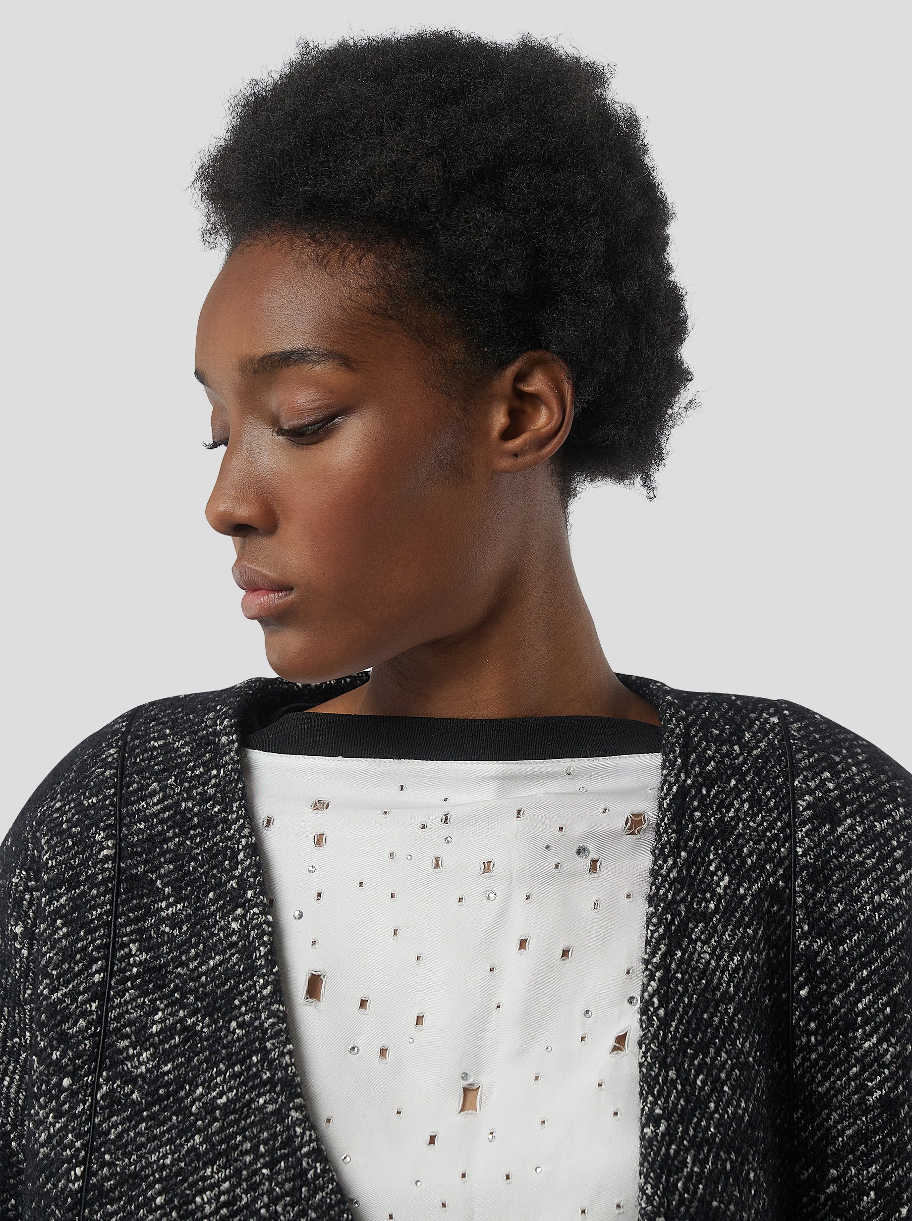 Cardigan Bambi In Dark Wool, Grandfather Style