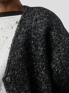 Cardigan Bambi In Dark Wool, Grandfather Style