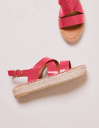 Espadrilles Chantal - Cuir Plissé Fuchsia - Femme