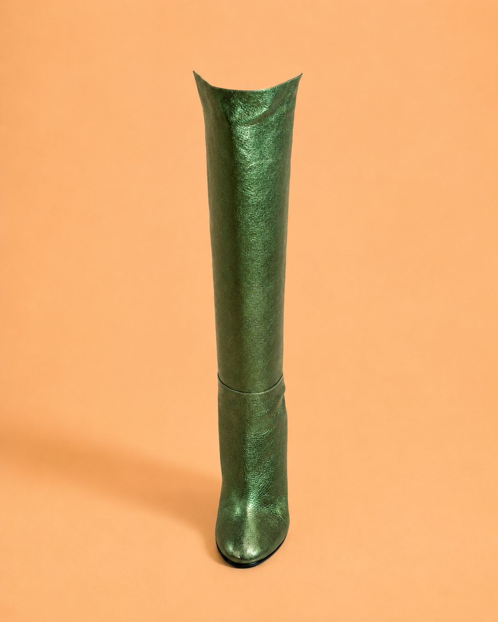 Valda High Boot In Green Laminated Lambskin