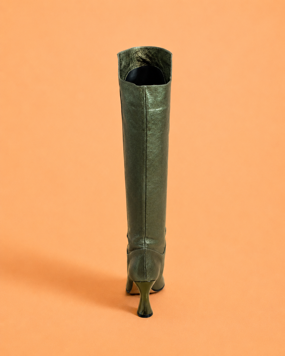 Valda High Boot In Green Laminated Lambskin