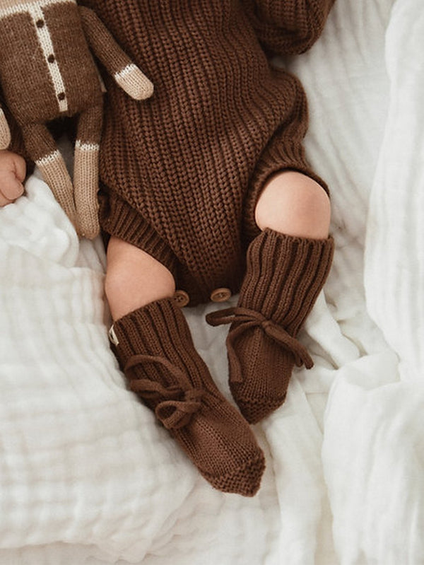 Chaussons Bébé En Maille - Chocolat
