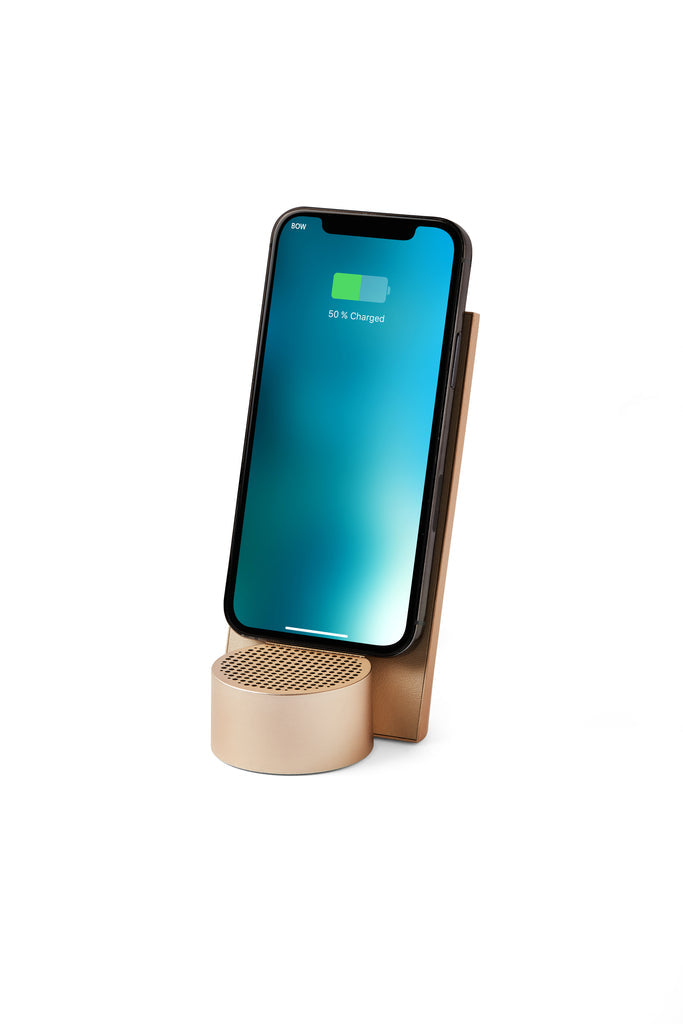 Lexon Design - Station De Charge Induction/Micro/Enceinte - City Energy Pro - Gold