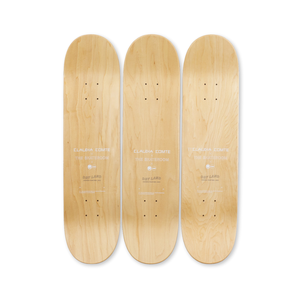Claudia comte hahaha painting hand signed art edition triptych skatedeck by THE SKATEROOM top
