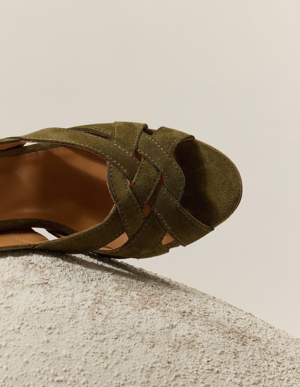 Sandales À Talons Clémentine H - Suède Kaki - Femme