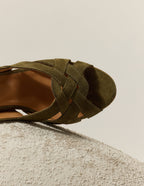 Sandales À Talons Clémentine H - Suède Kaki - Femme